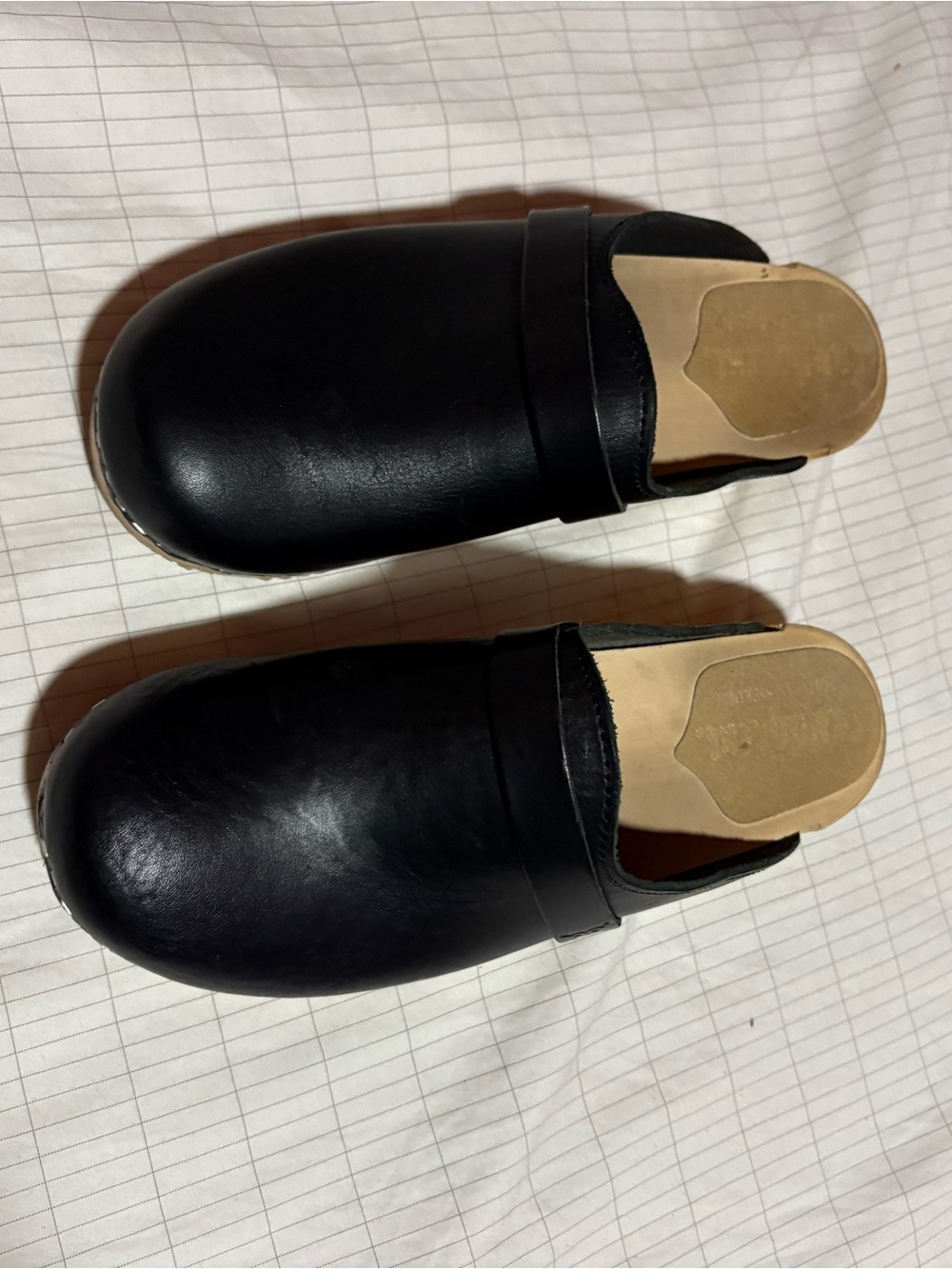 Sandgrens Black Slip-On Leather Clogs - Picture 2 of 3